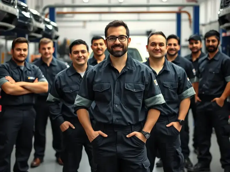 Professional auto body shop team