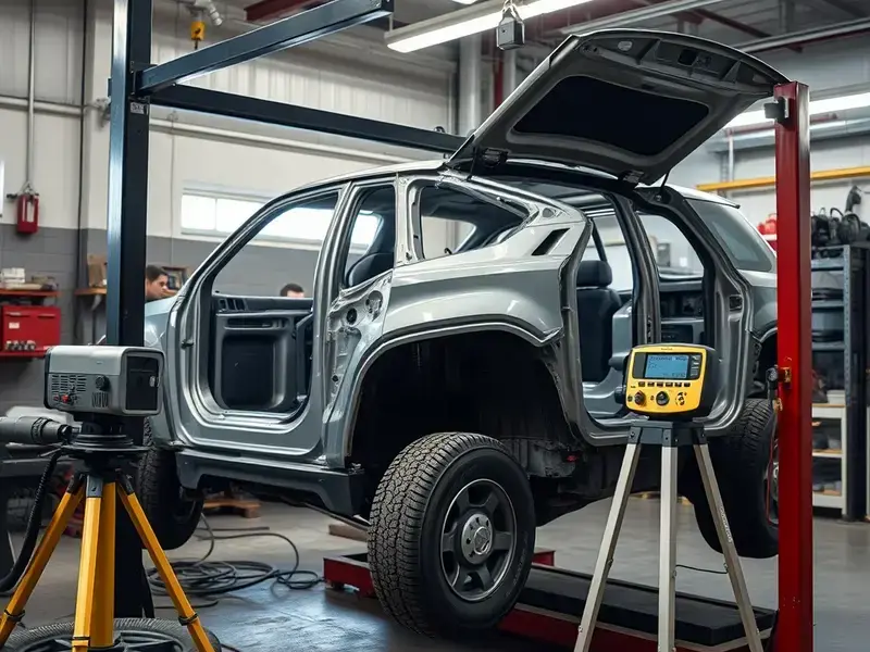 Frame straightening precision work