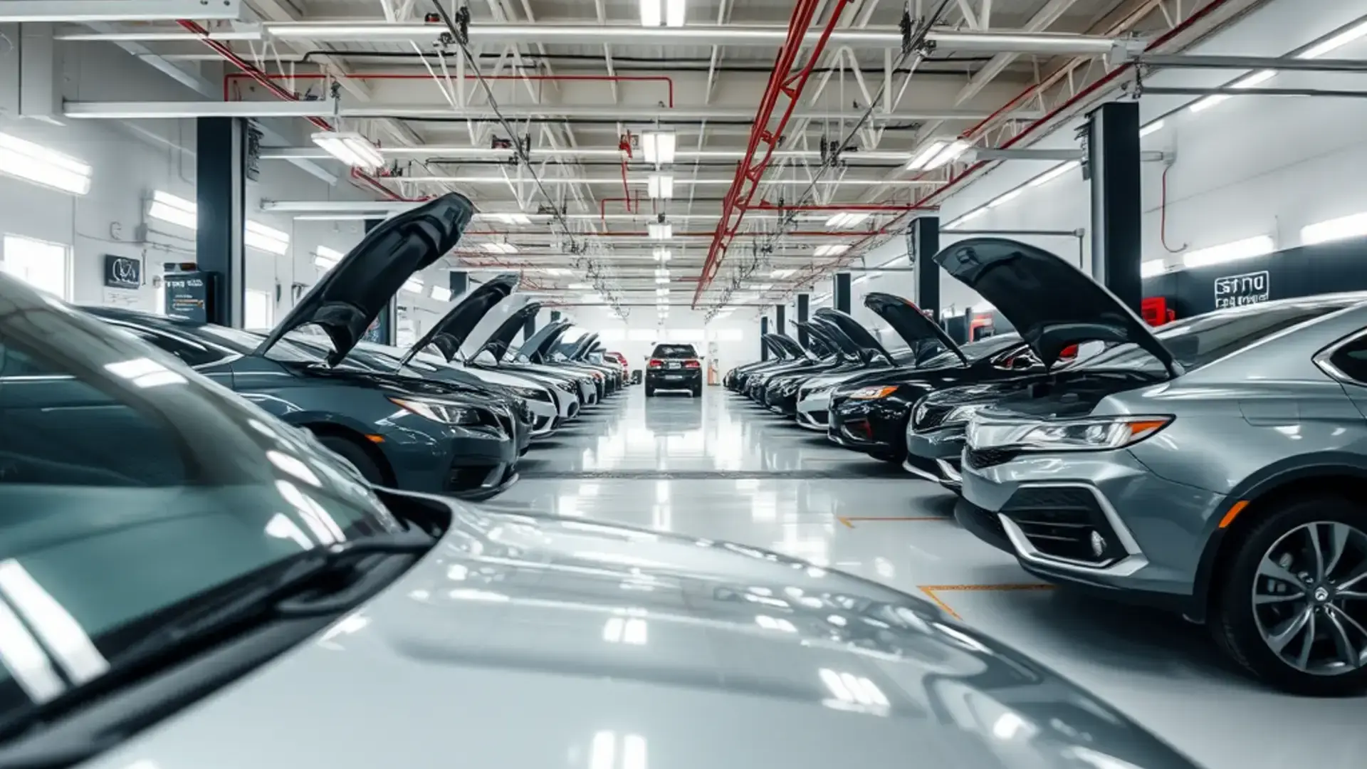 Professional auto body shop interior